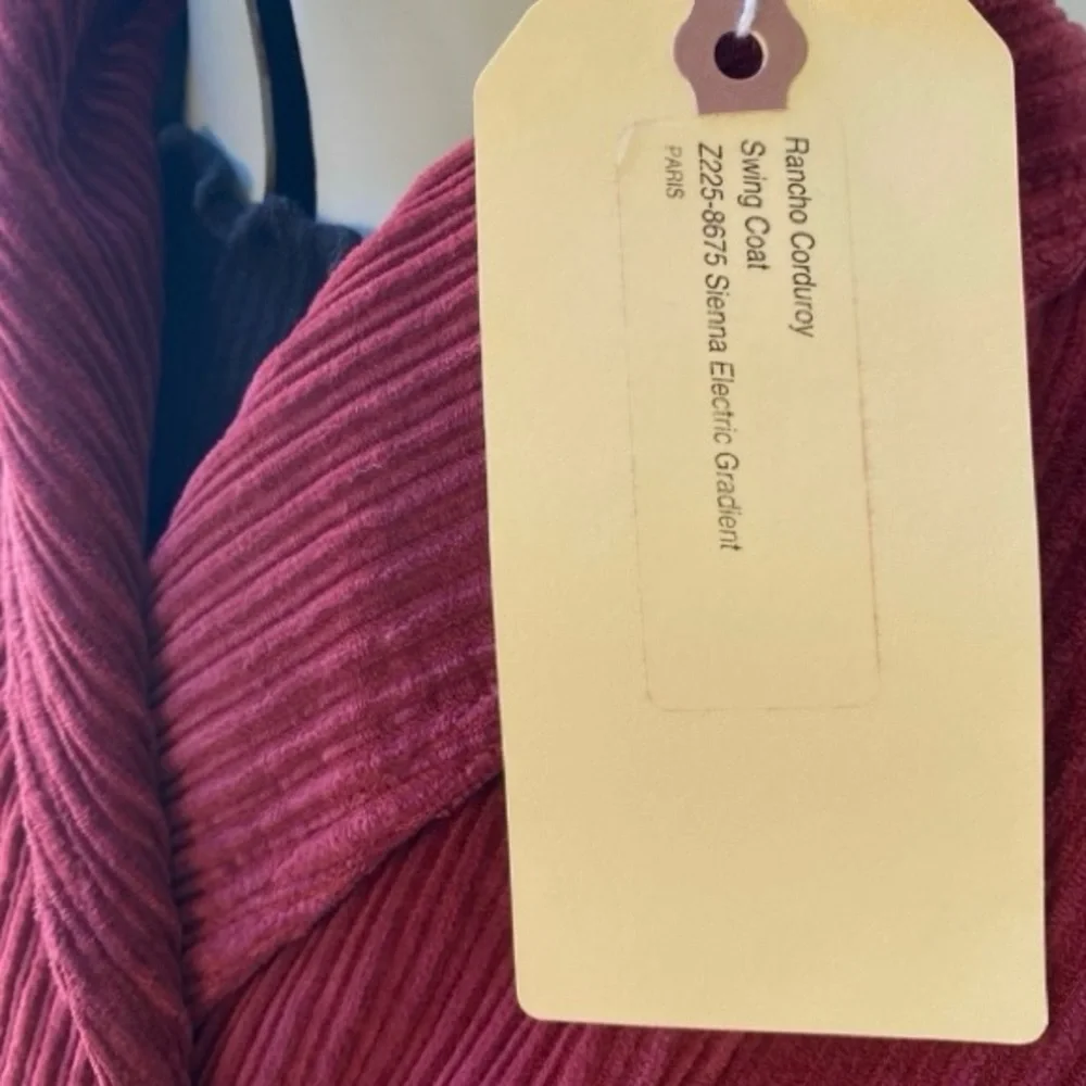 Raquel Allegra Rancho Ombre Wide-Wale Corduroy Swing Coat S Burgundy NWT - Picture 4 of 10
